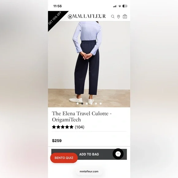 MM.LaFleur - Elena 2.0 Culotte Origami Tech Dark Navy Wide-Leg Trousers - Picture 6 of 7